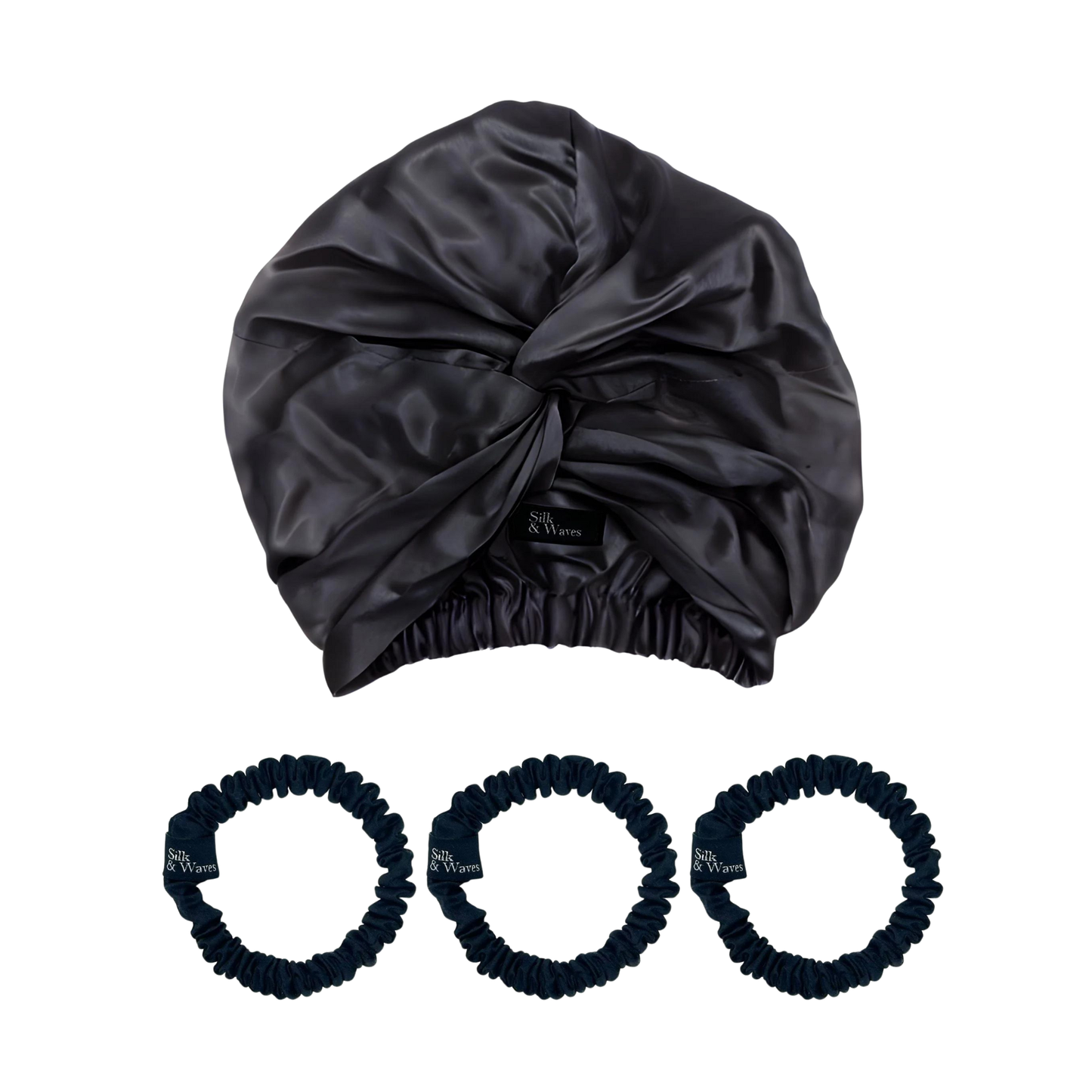 Silk Turban & Hair Tie Bundle - Silk & Waves